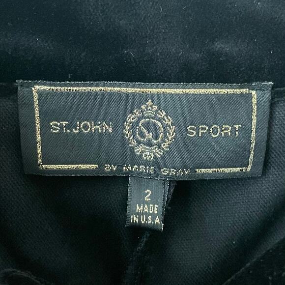 St. John Sport Marie Gray Pants Womens Size 2 Black High Rise Velvet Straight - Picture 11 of 14